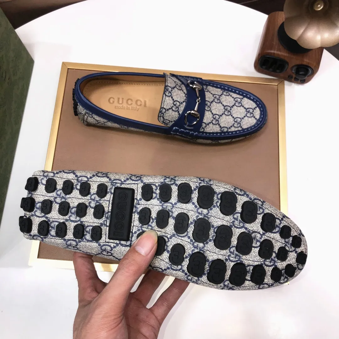 Men's Men's Shoes💰420💰[Gucci GUCCI] (High-end Niuli) New 🍀Gucci*-Gucci Peas Shoes! Made of imported original cowhide, the inner top layer is comfortable cowhide lining! Original wear-resistant rubber outsole! High quality products! Code number 38-44!